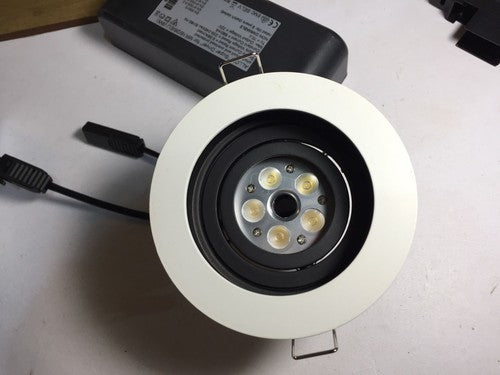 White 90mm Tilt Fitted 5 x LED Ceiling Downlight Spotlight with 22V 580mA Driver