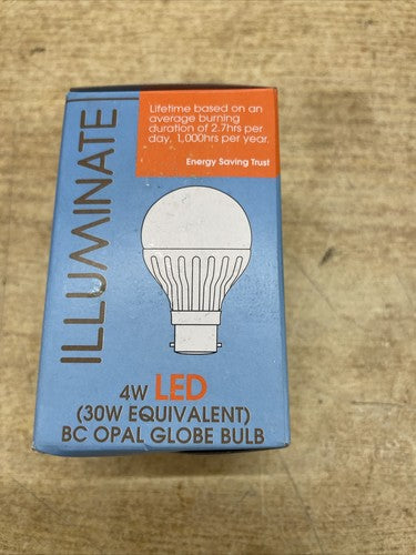 12 x ILLUMINATE 4W LED 30W BC OPAL GLOBE BULB 250 Lumen