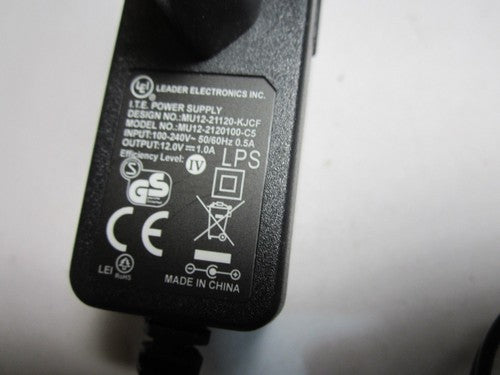 12.0V 1.0A EU Leader Electronics Inc ITE Power Supply MU12-21120-KJCF 2120100-C5