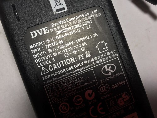Genuine DEE VAN ENTERPRISE SWITCHING POWER SUPPLY DSA-0421S-12 3 24 12.0V 2.0A