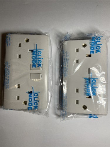 2 X CLICK SW41321 2 GANG SWITCHED SOCKET OUTLET IN WHITE NEW