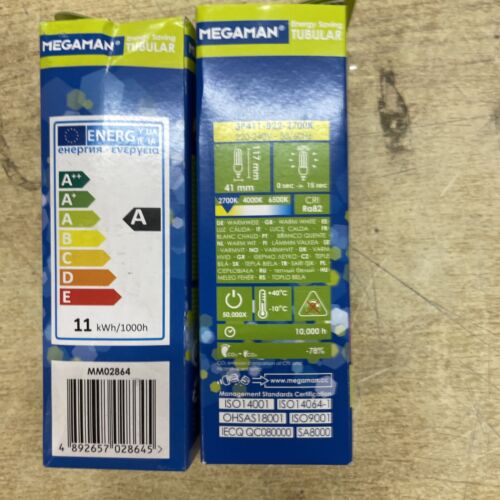 2 X 11 Watt = 50 Watt BC Compact Fluorescent Warm White Megaman 231522