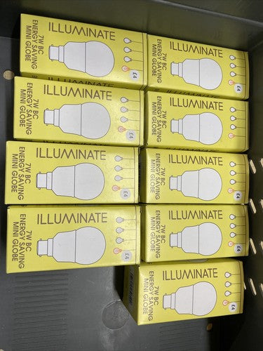 9 x ILLUMINATE 7W BC ENERGY SAVING MINI GLOBE BULB 300 lumen BAYONET CONNECTION