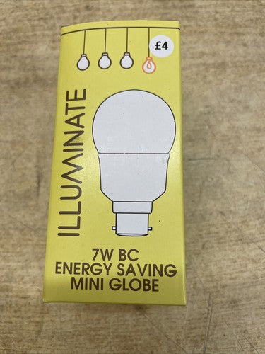 9 x ILLUMINATE 7W BC ENERGY SAVING MINI GLOBE BULB 300 lumen BAYONET CONNECTION