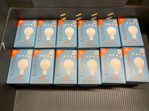 12 x ILLUMINATE 4W LED 30W BC OPAL GLOBE BULB 250 Lumen