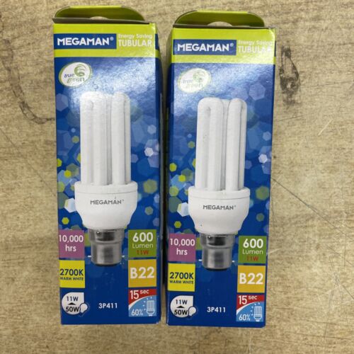2 X 11 Watt = 50 Watt BC Compact Fluorescent Warm White Megaman 231522