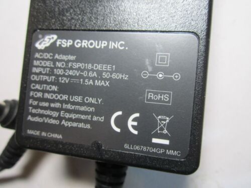 EU FSP GROUP INC AC/DC Adapter Power Supply FSP018-DEEE1 12V 1.5A 5.5mm x 2.5mm