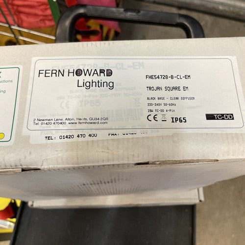 Fern Howard Lighting FHE54728-B-CL-EM TROJAN SQUARE EM BLACK BASE CLEAR DIFFUSER