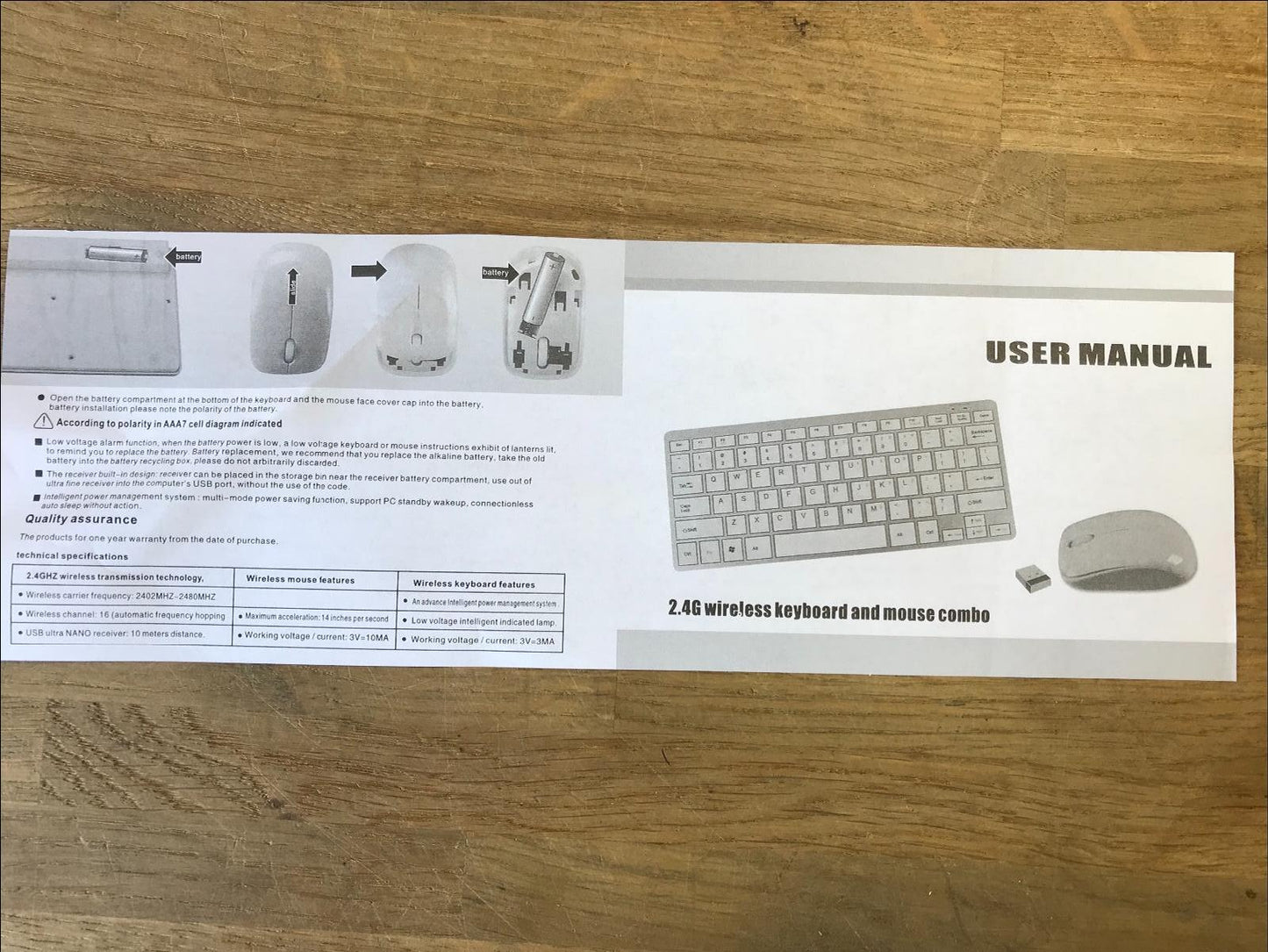 Black Wireless Small Keyboard & Mouse Set for LG 42LA6418 LA6418 Smart TV