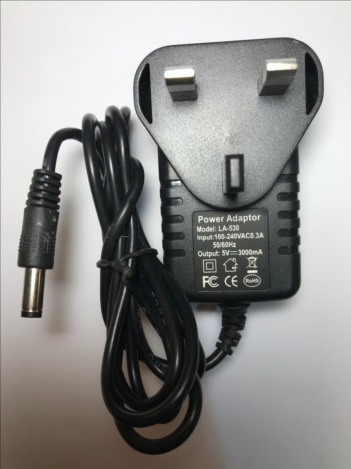UK 5V 3A Mains AC-DC Switching Adaptor Power Supply Charger 5.5mm x 2.1m / 2.5mm