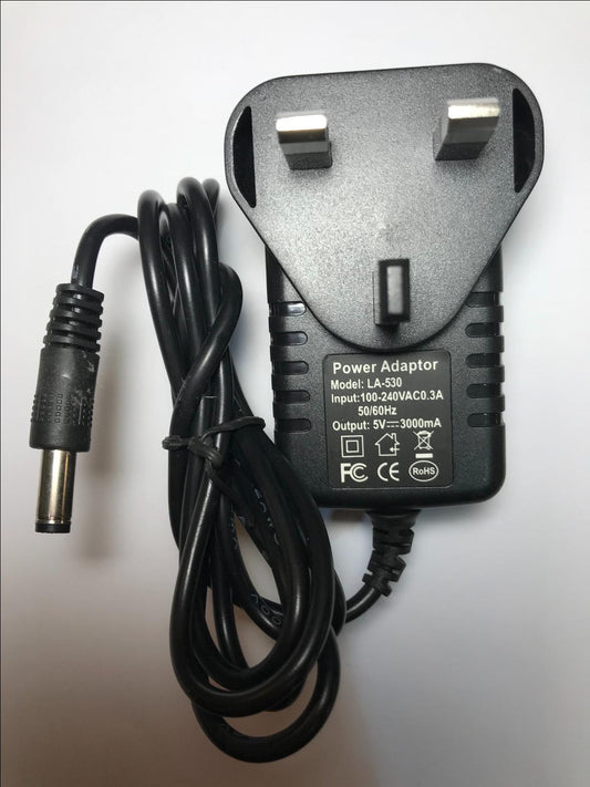UK 5V 3A Mains AC-DC Switching Adaptor Power Supply Charger 5.5mm x 2.1m / 2.5mm
