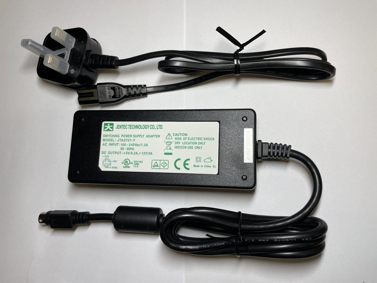 JENTEC TECHNOLOGY CO LTD SWITCHING POWER SUPPLY ADAPER JTA0707-Y 5V 4.2A 12V 3A