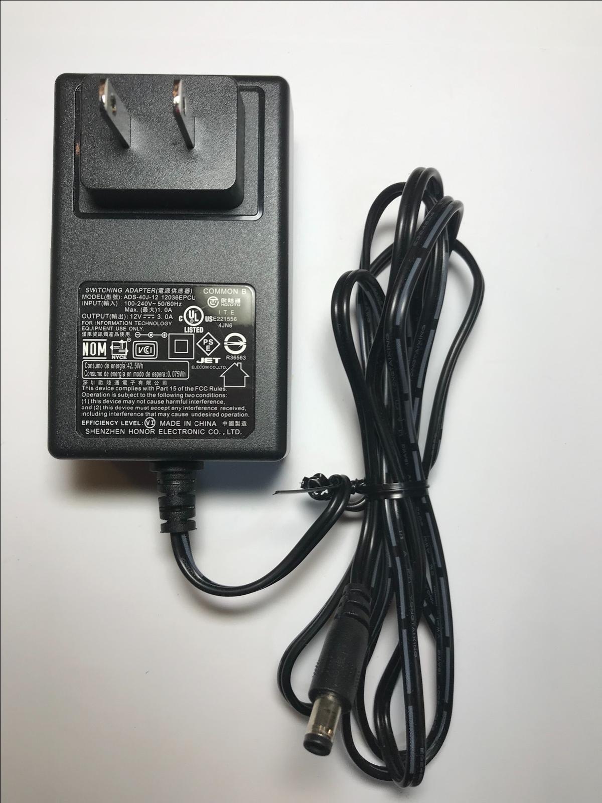 USA Plug Genuine 12V 3.0A ADS-40J-12 12036EPCU SWITCHING ADAPTER Power Supply