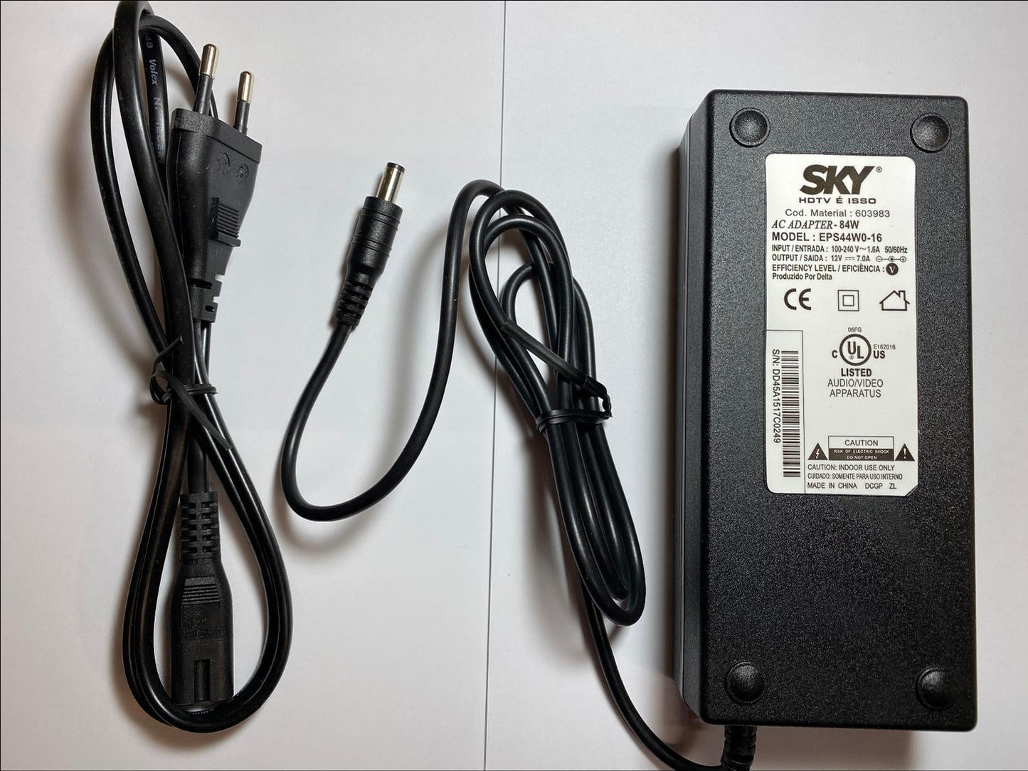 EU 2 Pin European 12V 7A 7.0A AC-DC Switching Adaptor Power Supply 5.5mm