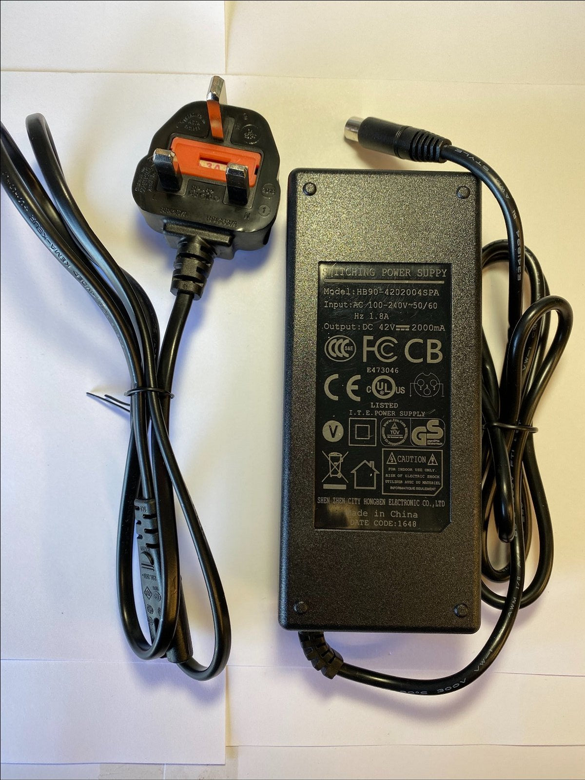 Replacement 42V 2A Battery Charger for Zinc Folding Electric Swift Plus Scooter