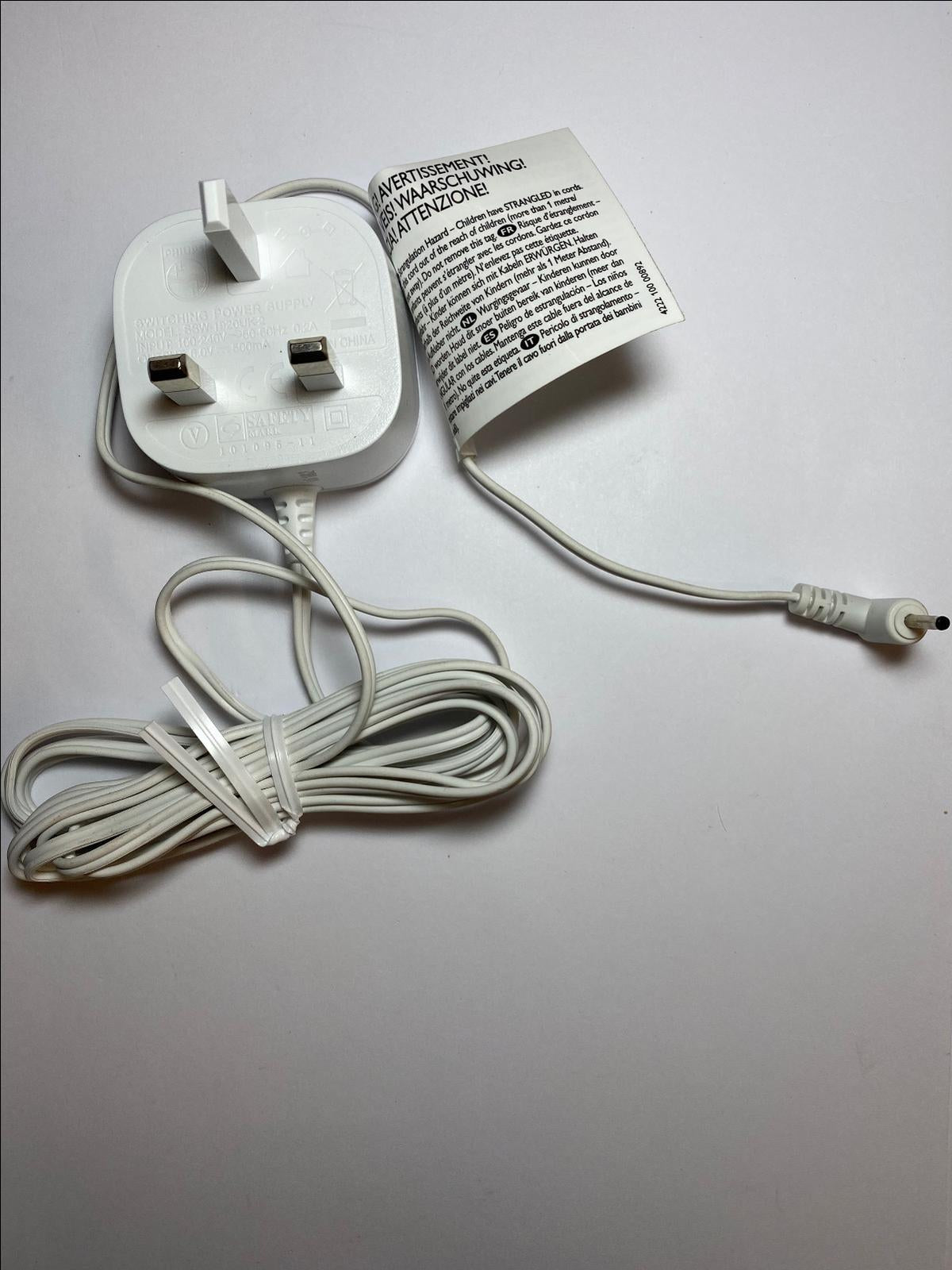 WHITE Philips Switching Power Supply SSW-1920UK-2 6.0V 6V 500mA Charger