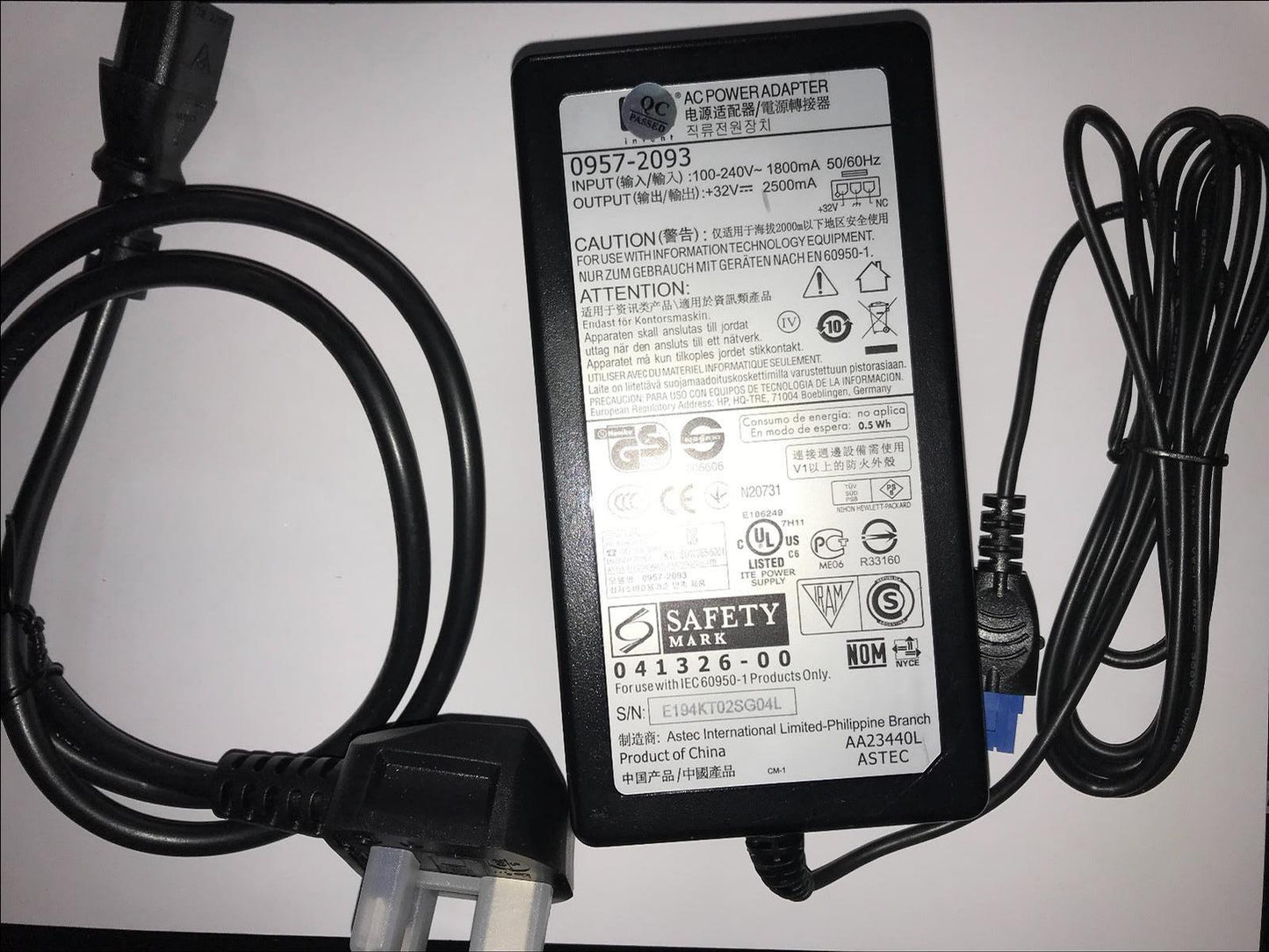 HP 0957-2093 AC Power Adapter 32V 2500mA for HP PhotoSmart Pro B8850 8230 8250