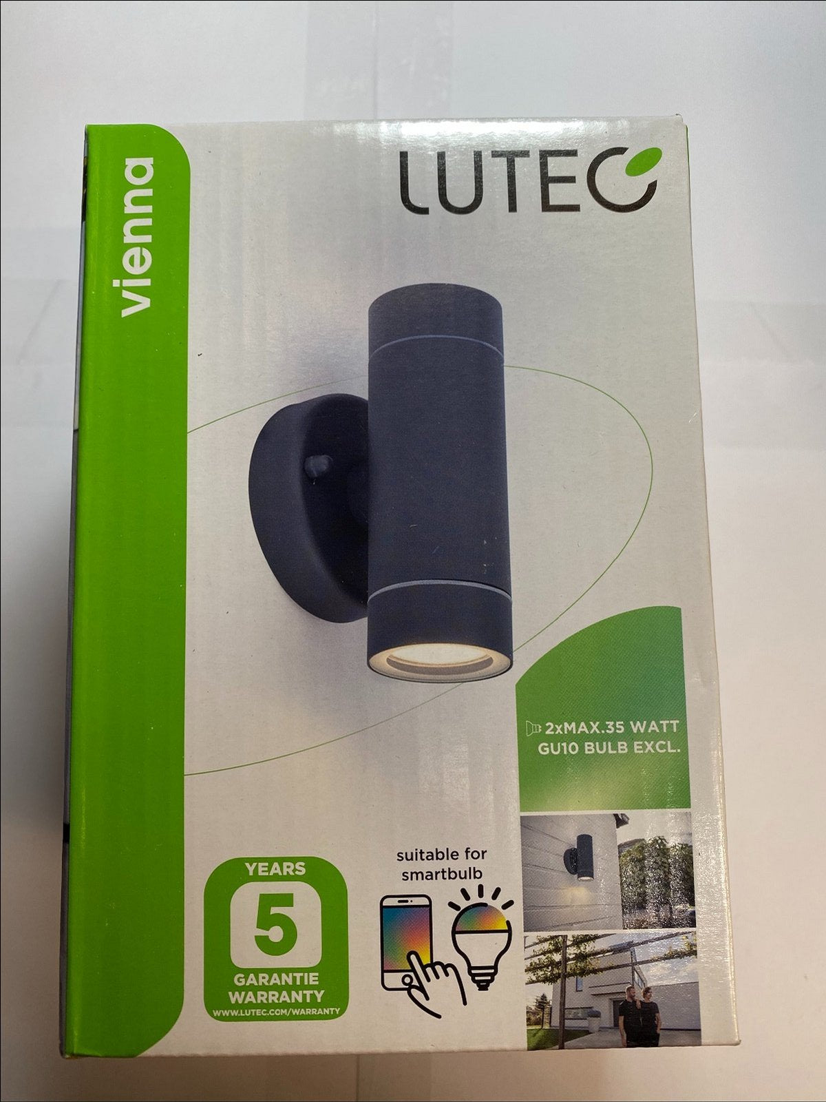Lutec 5510815424 Graphite Vienna Up/Down Light IP44 GU10 PIR for Smartbulb
