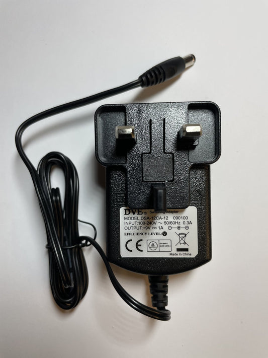 9V 1A 5.5MM X 2.1MM UK MAINS AC-DC SWITCHING ADAPTOR POWER SUPPLY WALLMOUNTED