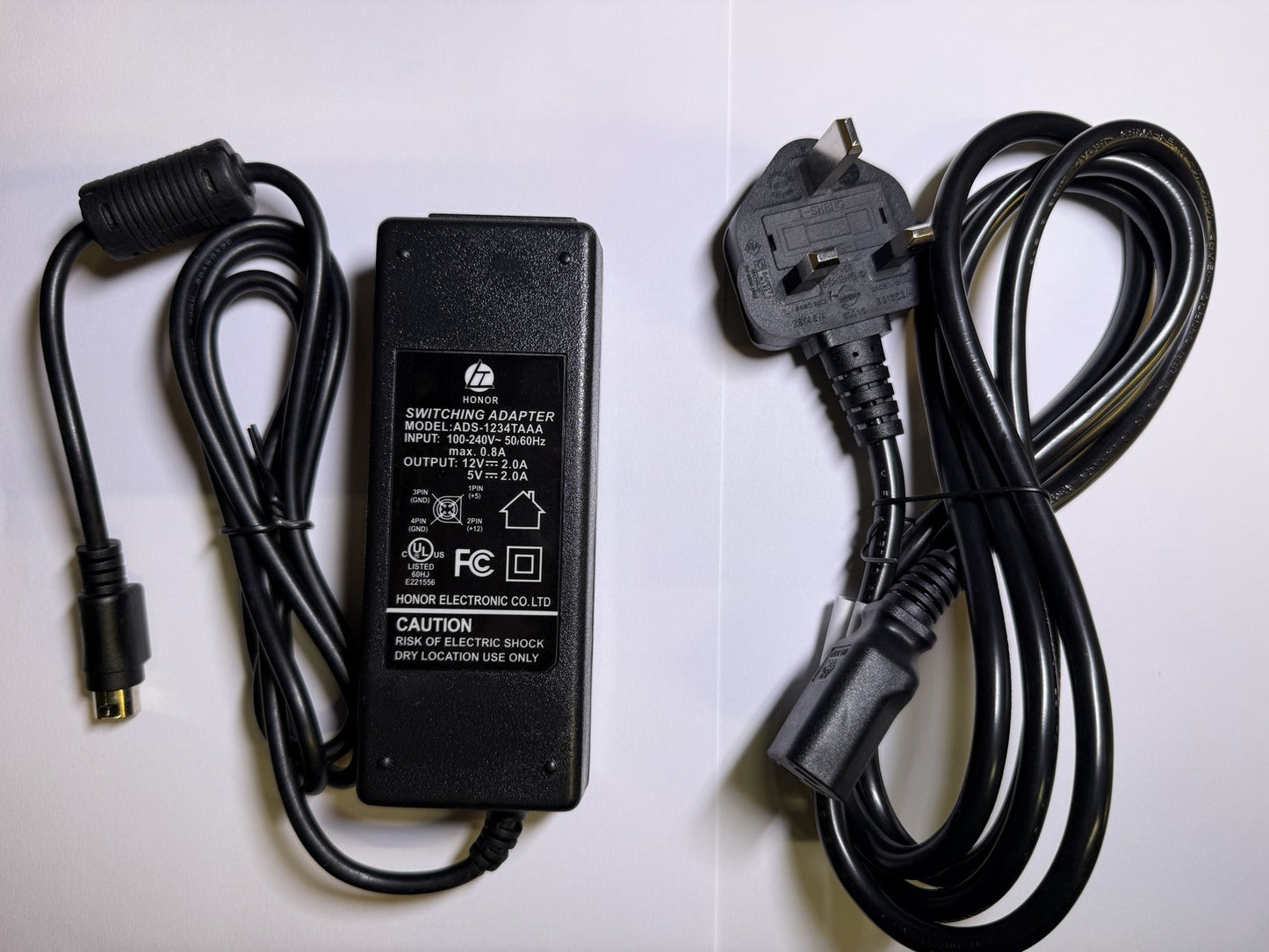 12V 2A 5V 2A 4 Pin Din Mains AC DC Adapter for LACIE/IOMEGA/WESTERN DIGITAL HDD