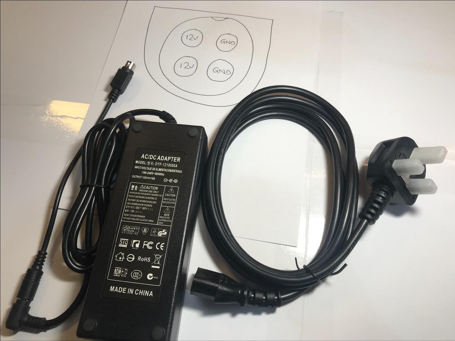 Replacment 12V 8.5A AC-DC Switching Adaptor Power Supply Model GST120A12-R7B