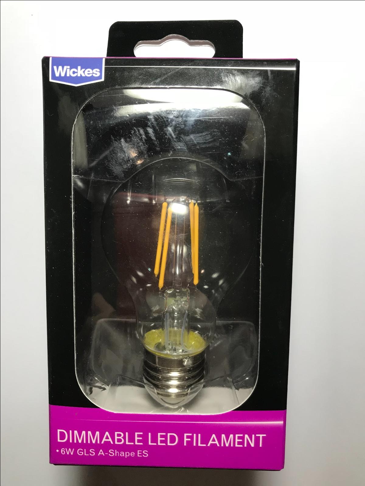 4 x Wickes Vintage Filament LED Dimmable GLS Bulb 6W E27 Edison Screw Warm White