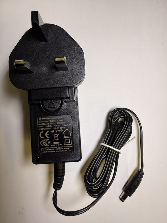 Replacement 12V 2.5A 2500mA AC-DC Switching Adaptor Power Supply 5.5mm UK Plug