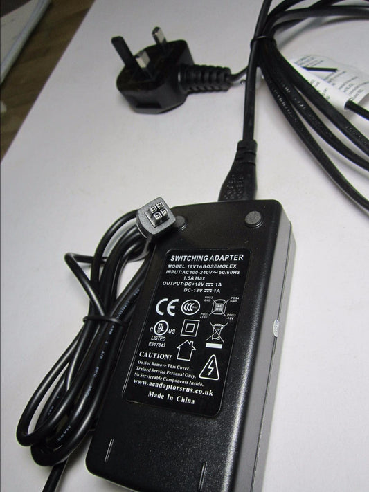 DIXIETREE 18V 1A AC-DC Switching Adapter Power Supply model 18V1ABOSEMOLEX