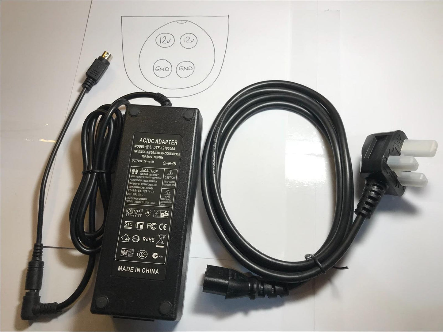 Replacement 12V 10A 4 Pin AC-DC Adaptor for Posiflex JIVA POS TP6015 TP7015