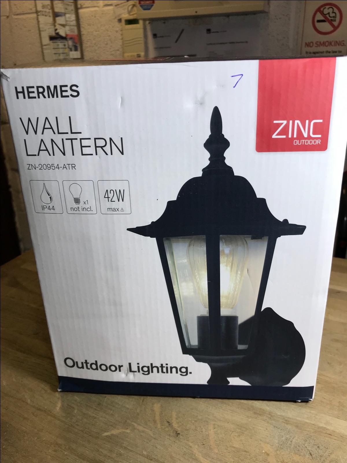 ZINC OUTDOOR HERMES WALL LANTERN ZN-20954-ATR IP44 E27 42W MAX 37CM HIGH