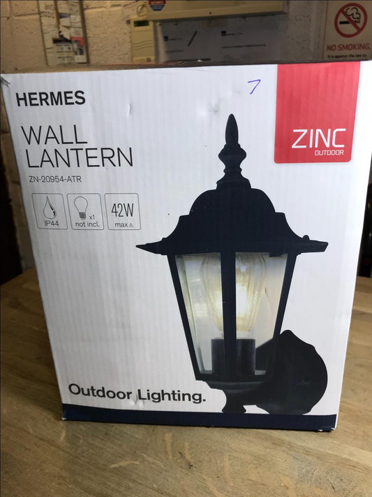 ZINC OUTDOOR HERMES WALL LANTERN ZN-20954-ATR IP44 E27 42W MAX 37CM HIGH