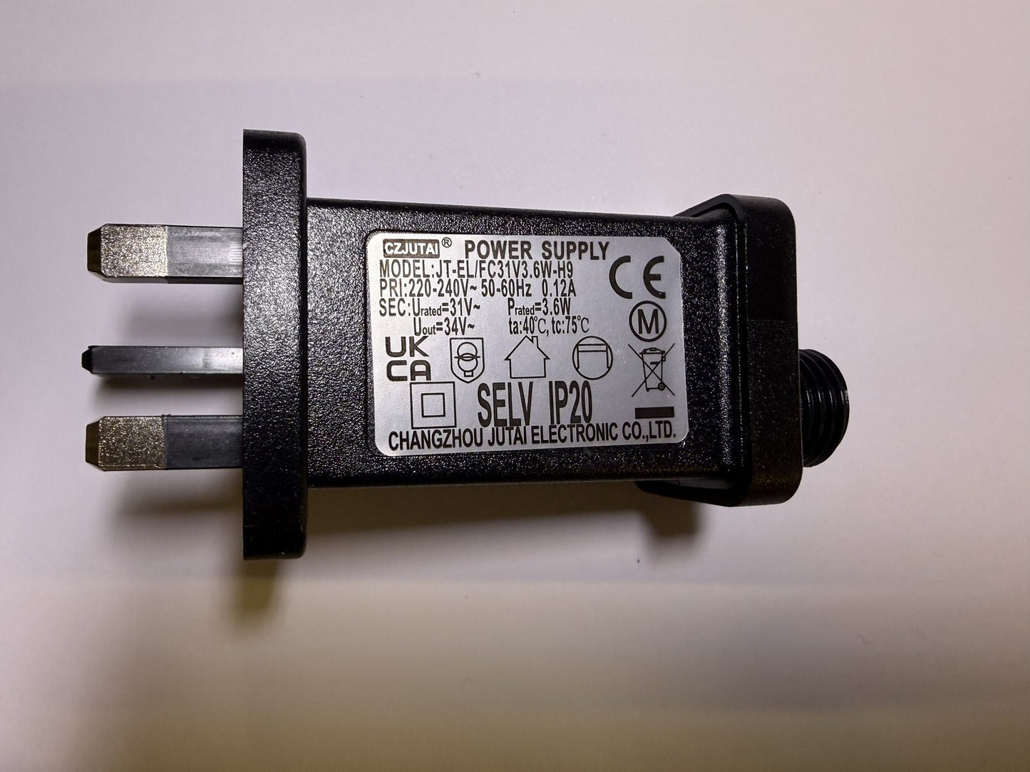 Replacement 31V 24W for Czjutai Power Supply Model JT-DC31V24W-M3-IP44