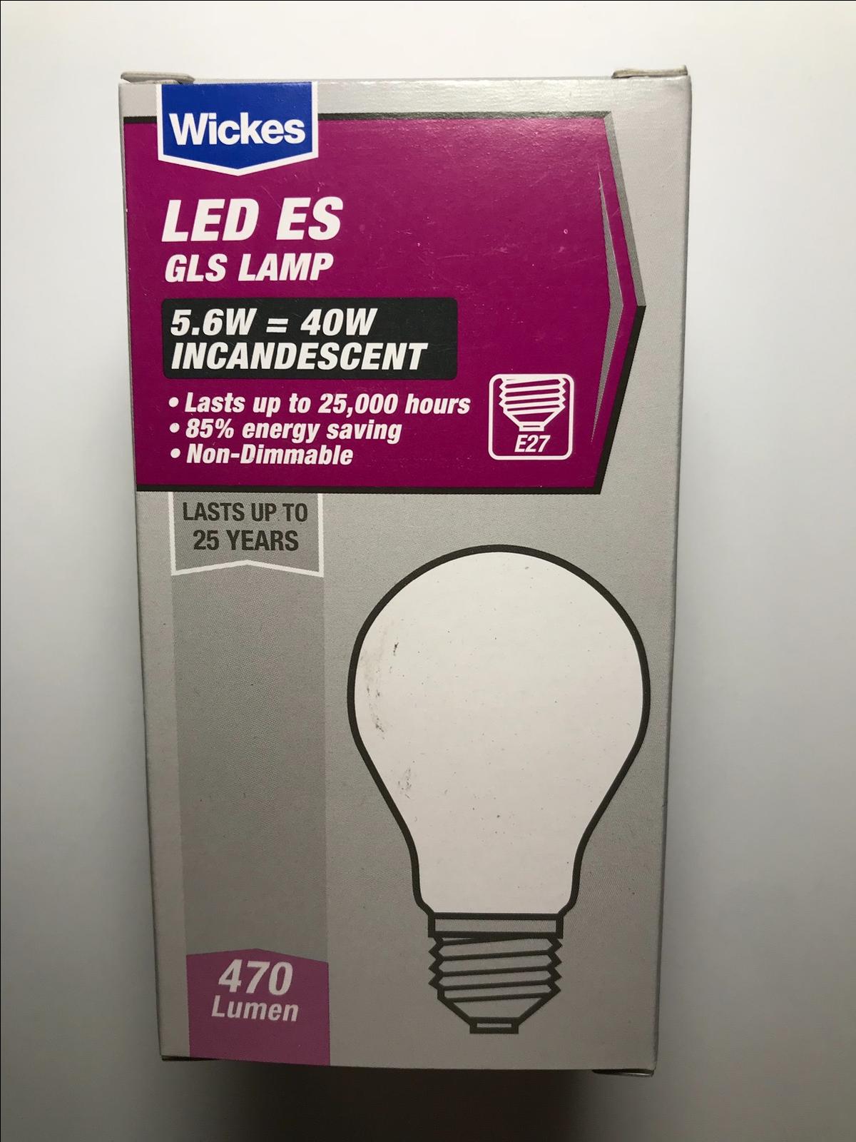 10 x Wickes LED GLS Lamp 5.6W = 40W Frosted Light Bulb E27 Edison Screw 470lm