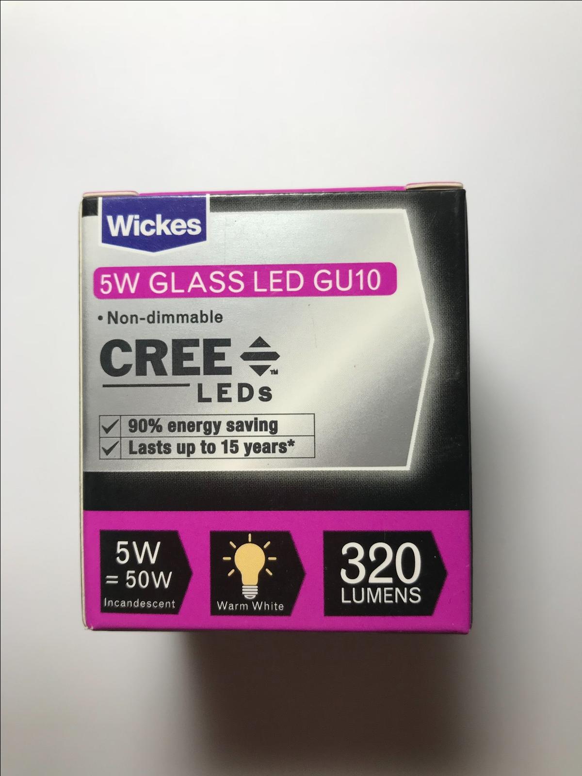 10 x 5W Full Glass LED GU10 CREE 5W = 50W Wickes Warm White Spotlight Lamp Bulbs