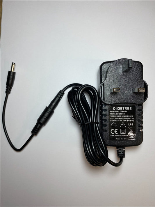 UK 12V 2A Mains AC-DC Adaptor Power Supply Negative Centre Polarity 4mm x 1.7mm