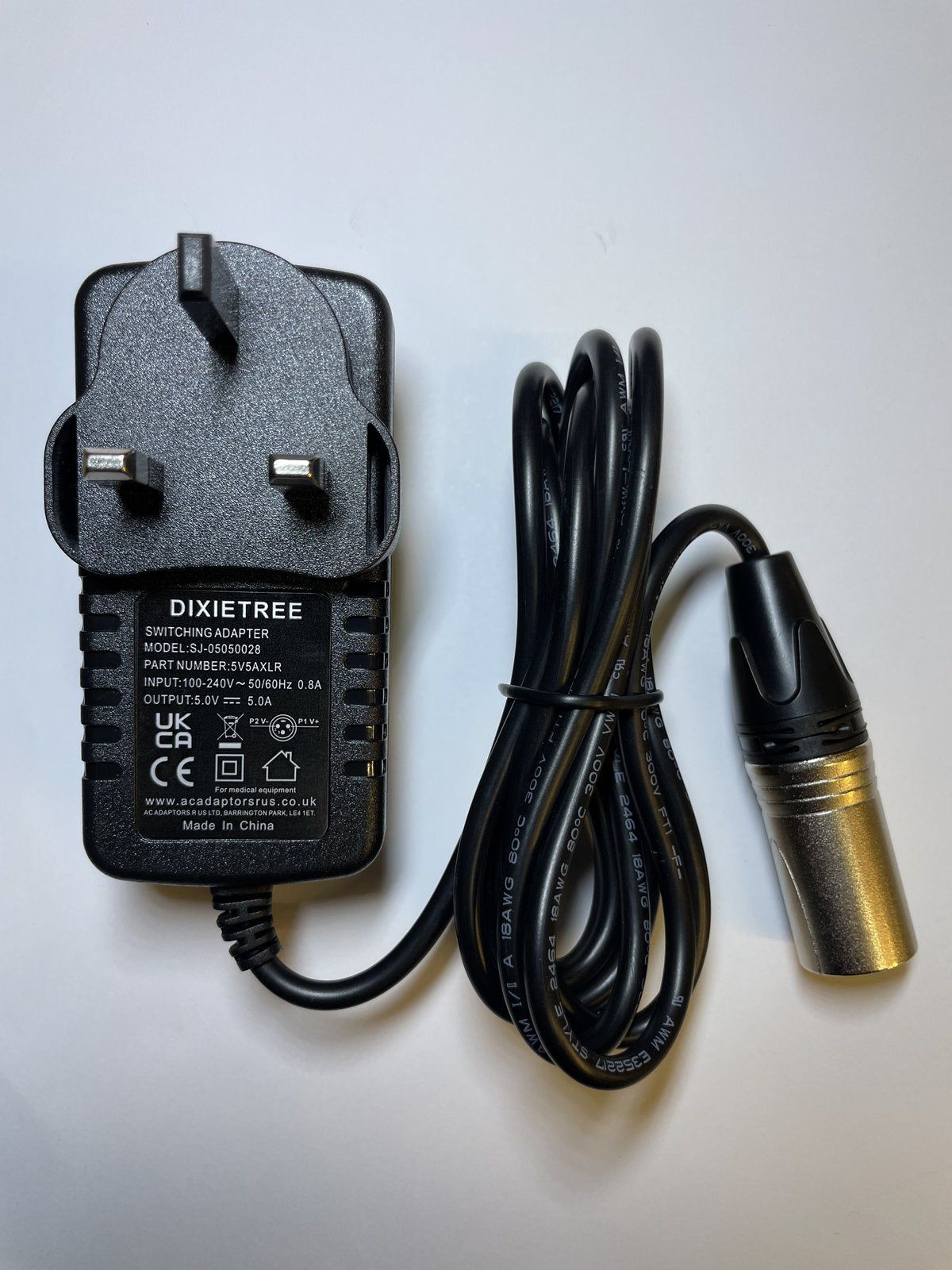 5V 5A AC-DC Switching Adapter SJ-05050028 3 Pin XLR Power Supply UK Plug