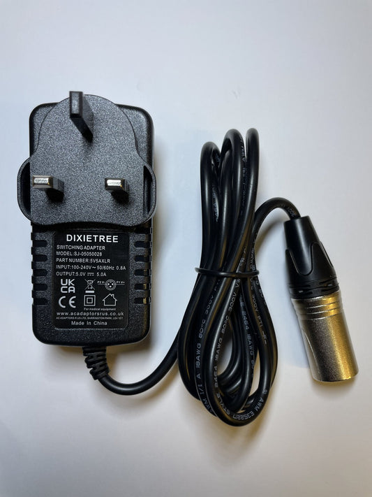 5V 5A AC-DC Switching Adapter SJ-05050028 3 Pin XLR Power Supply UK Plug