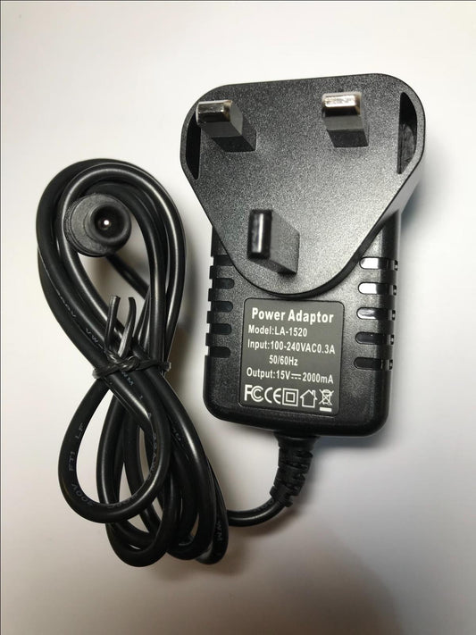 Replacement UK 15V AC-DC Adaptor for Small Portable Bluetooth Speaker SRS-XB3