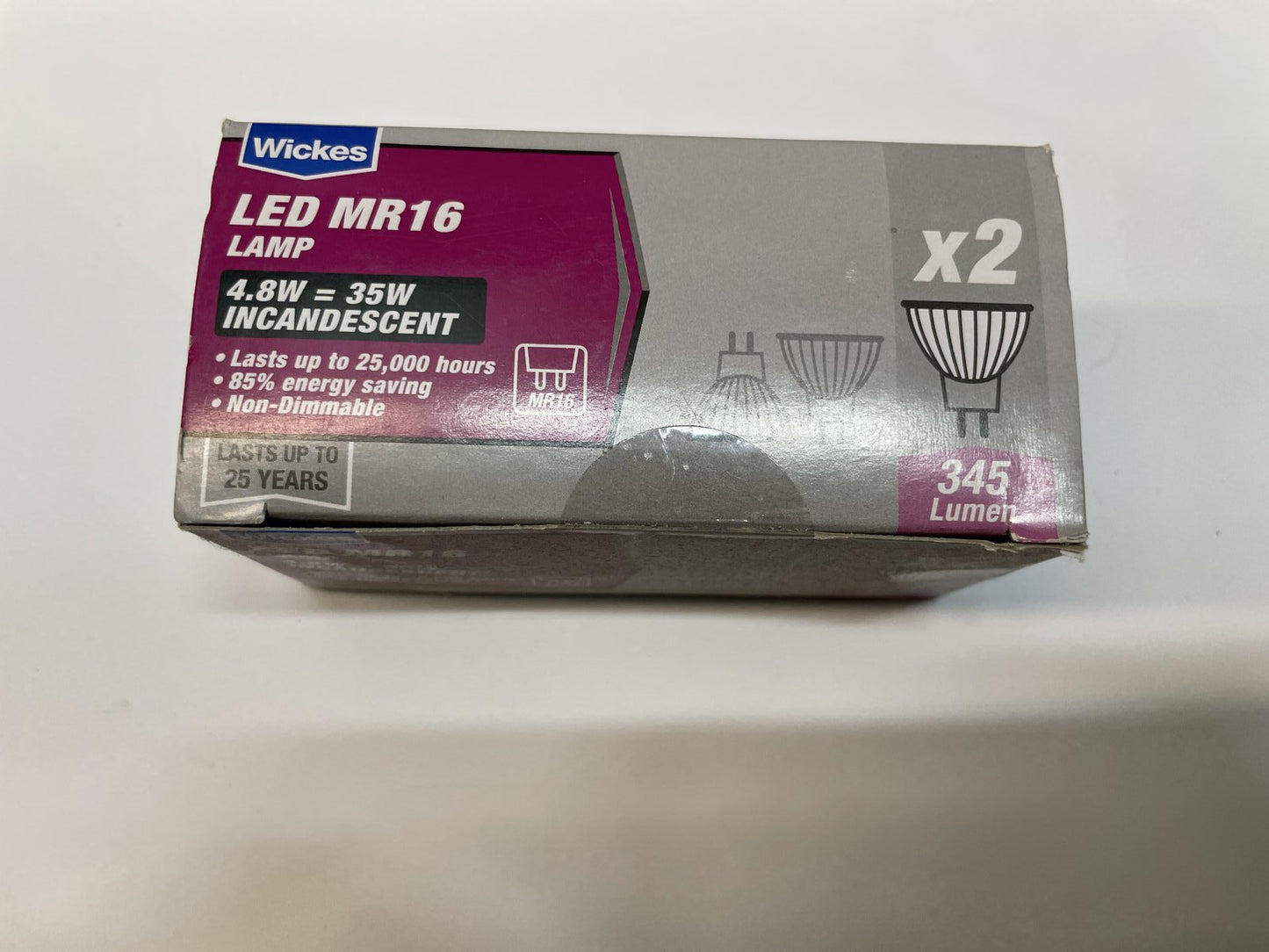Pack of 2 Wickes LED MR16 Lamp 4.8W 35W INCANDESCENT 345 Lumen W141654W