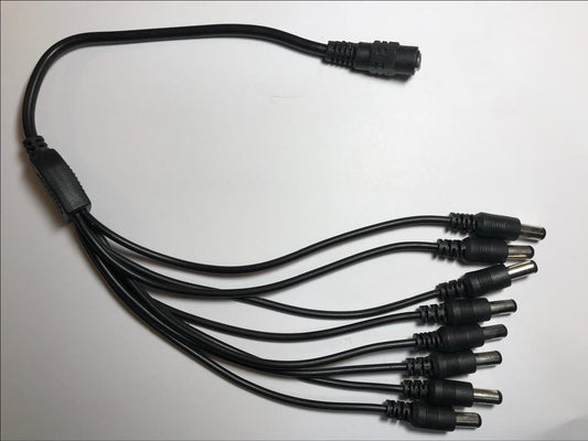8 Way Daisy Chain Cable Lead with 1x 5.5mm x 2.1mm Socket & 8x 5.5 x 2.1 Male DC