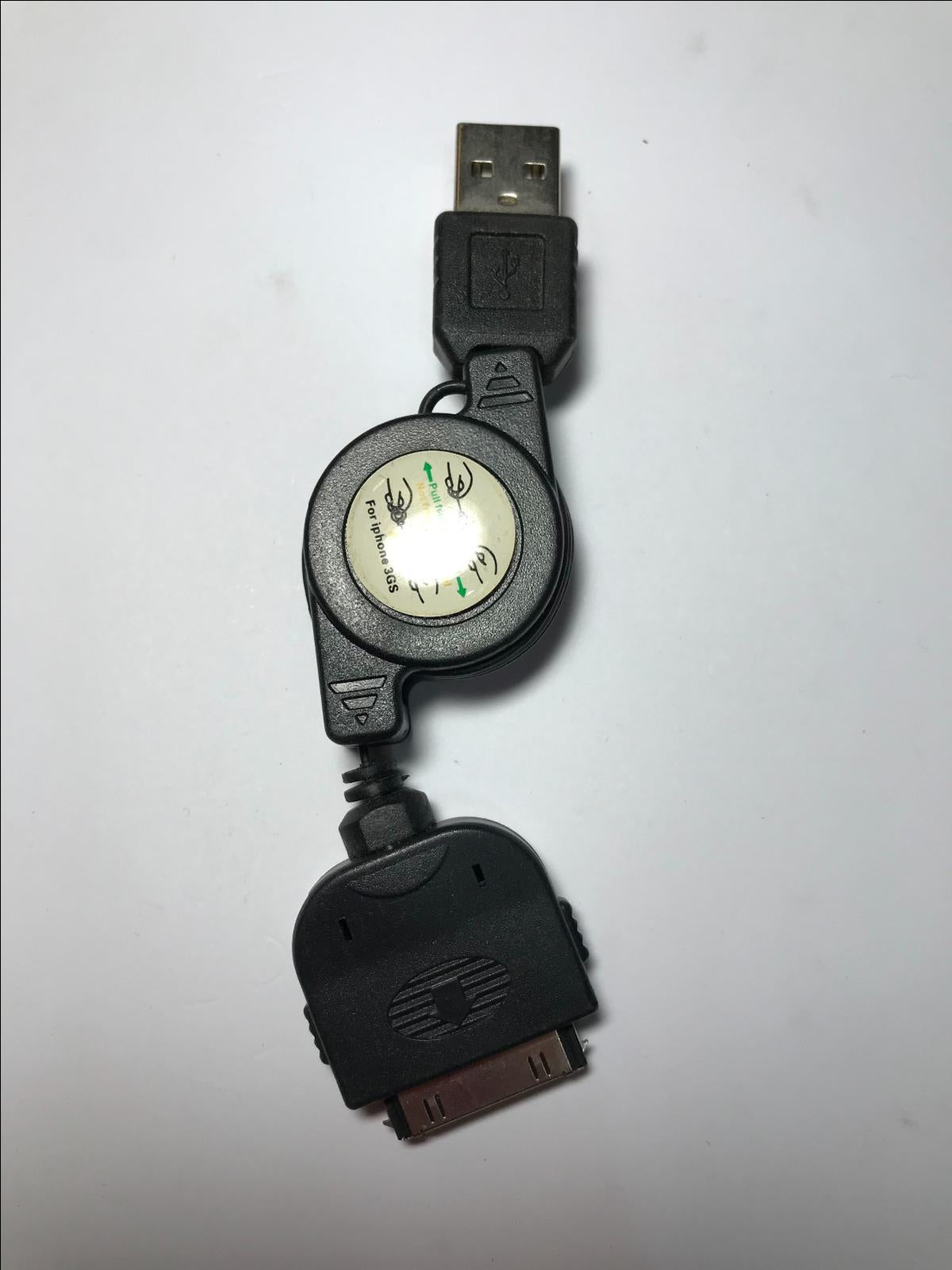 Black USB to Apple Iphone/Ipad/Ipod 30 Pin Universal Retractable Cable Lead