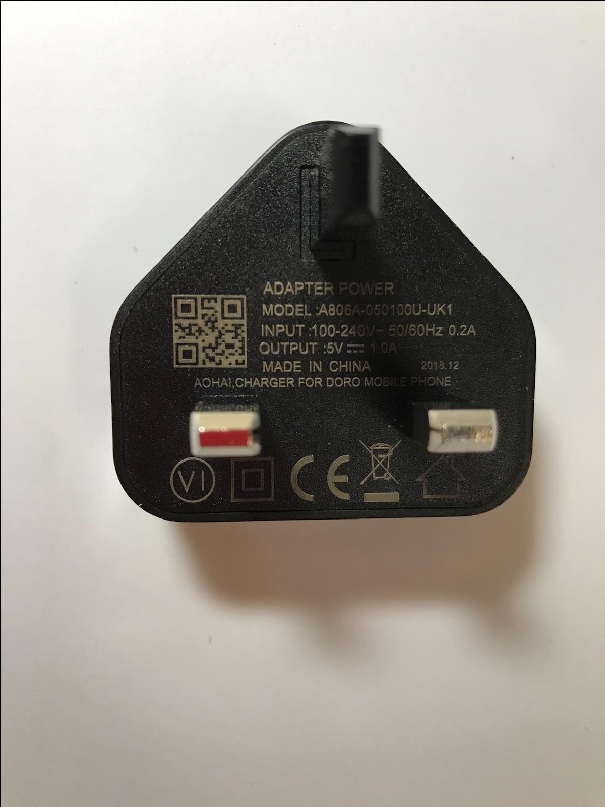 Genuine 5V 1.0A AC Adapter Power USB Charger A806A-050100U-UK1 for Doro 6520