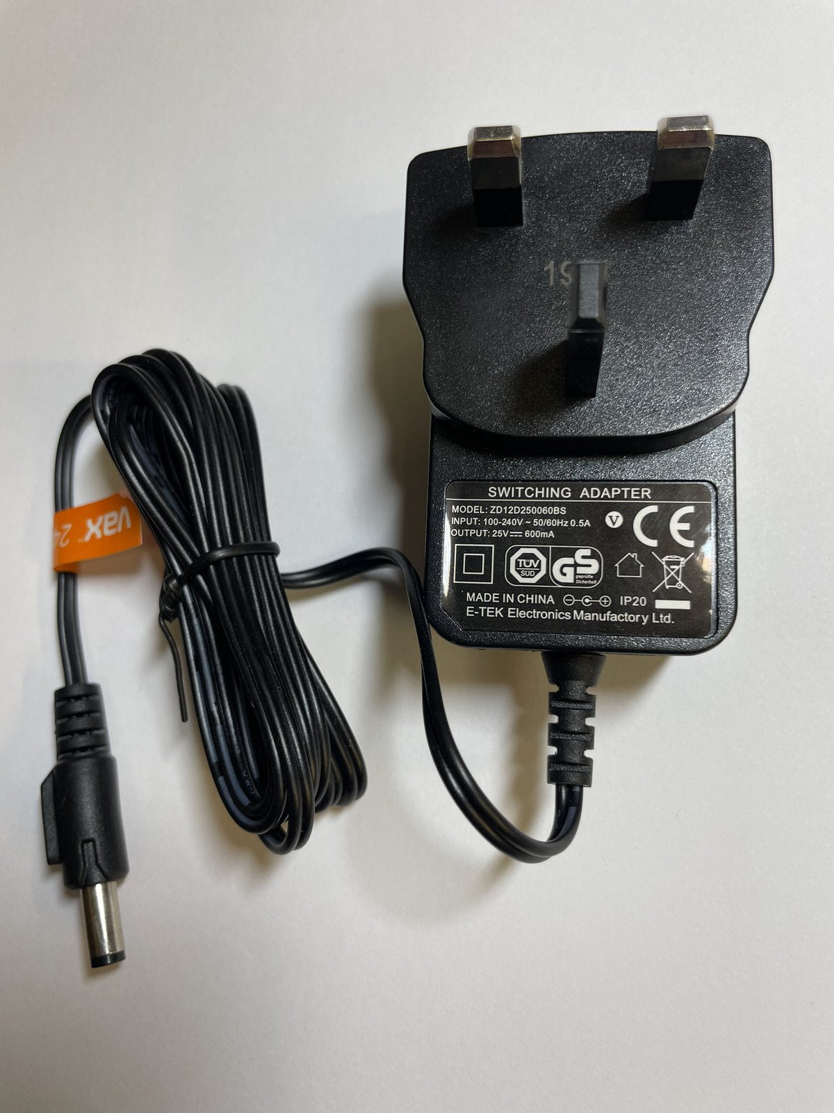 25V 600mA Switching Adaptor Charger ZD12D250060BS for 24V Vax Blade TBT3V1F1