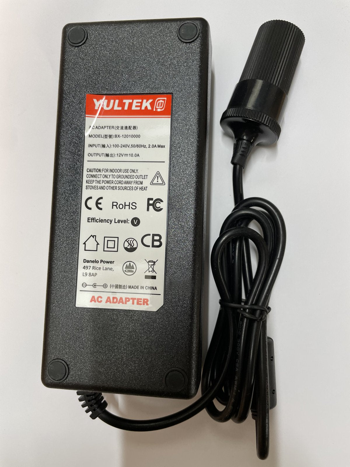 12V 10A AC-DC Adaptor Power Supply + Car Socket Fag Lighter Port 12V Output C7