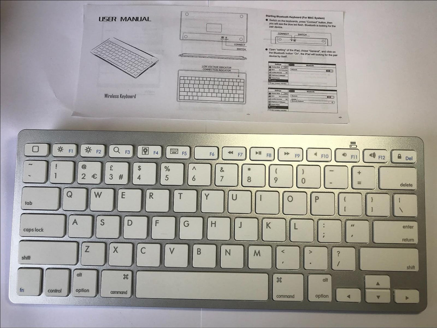 White/Silver Wireless Bluetooth Keyboard for SAMSUNG UE40D6100SK SMART TV