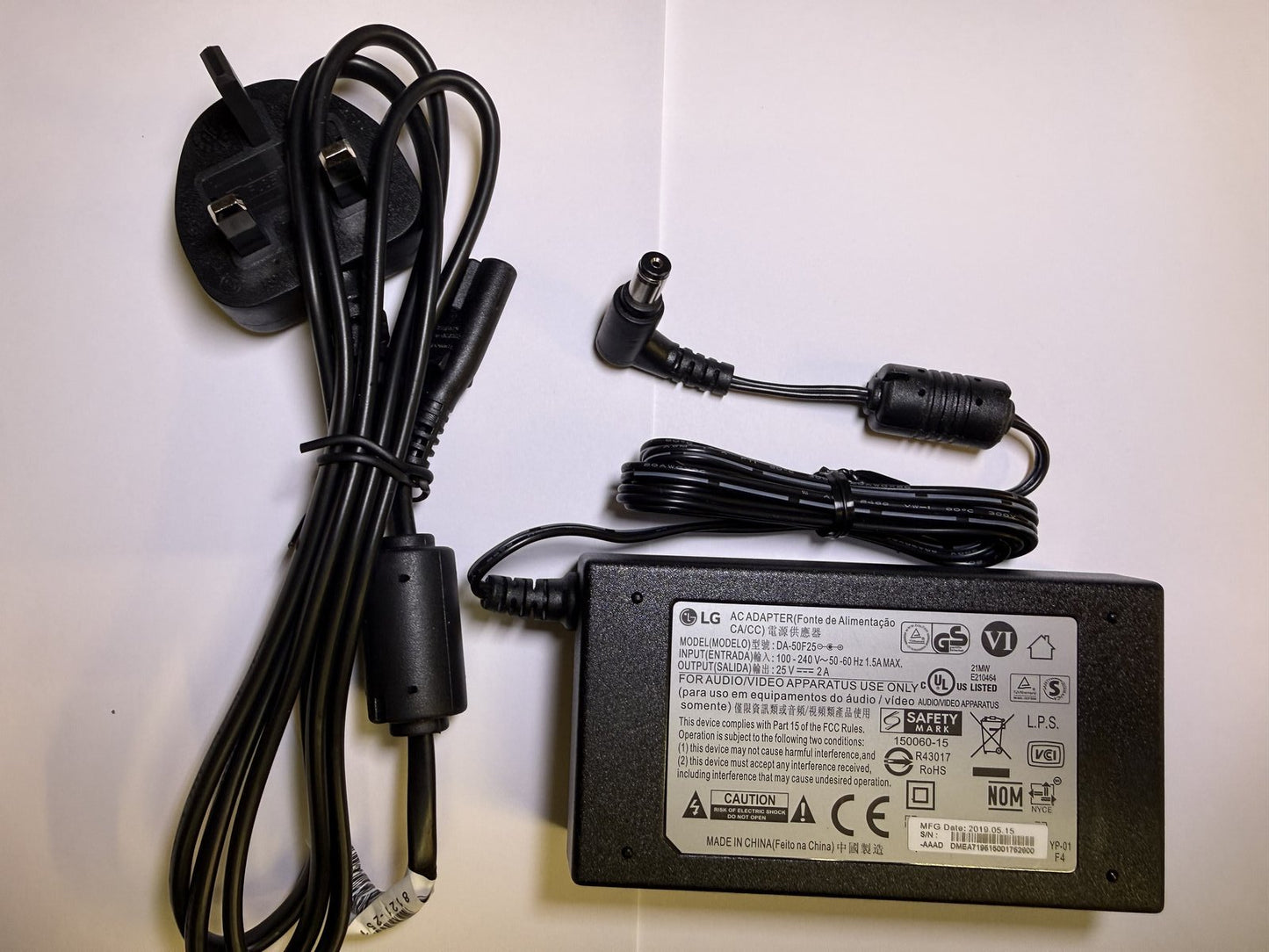 25V 2A AC Adaptor for LG Electronics SL6Y Bluetooth Soundbar with Subwoofer