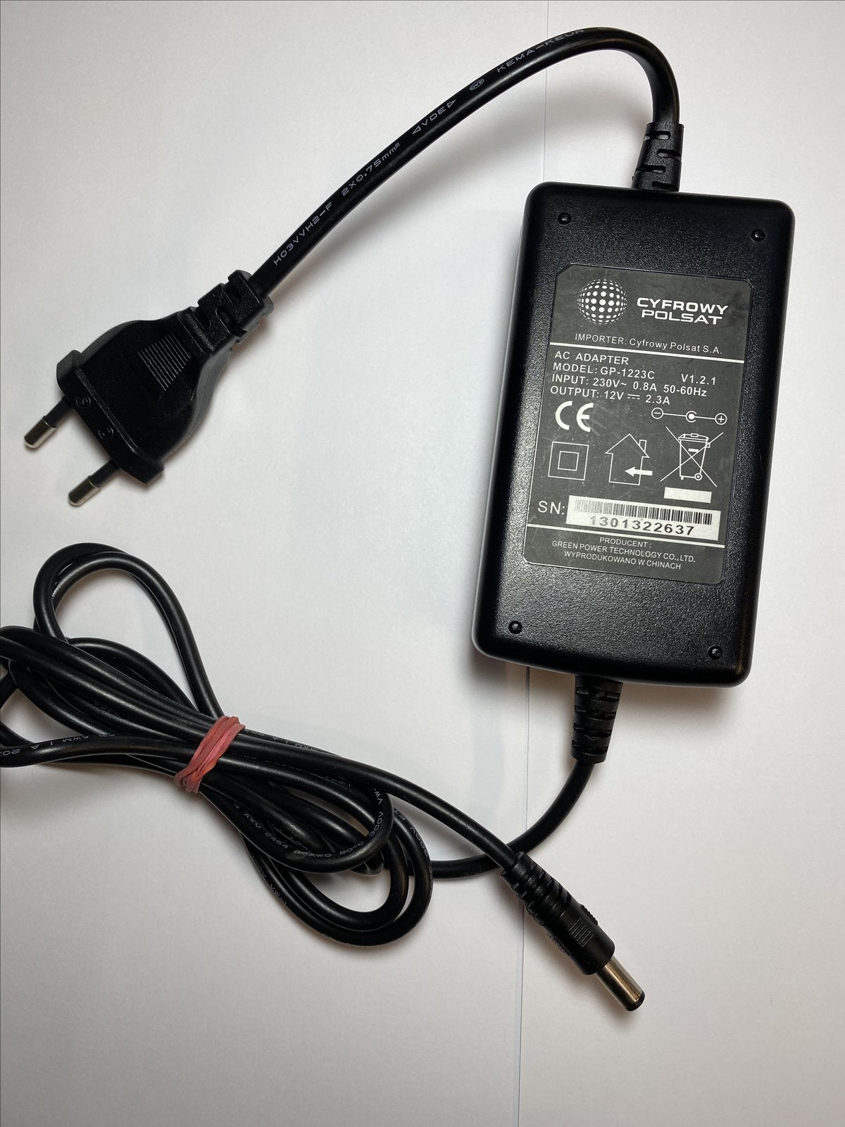 Original CYFROWY POLSAT TECHNOLOGY AC ADAPTER MODEL GP-1223C V1.1 12V 2.3A EU