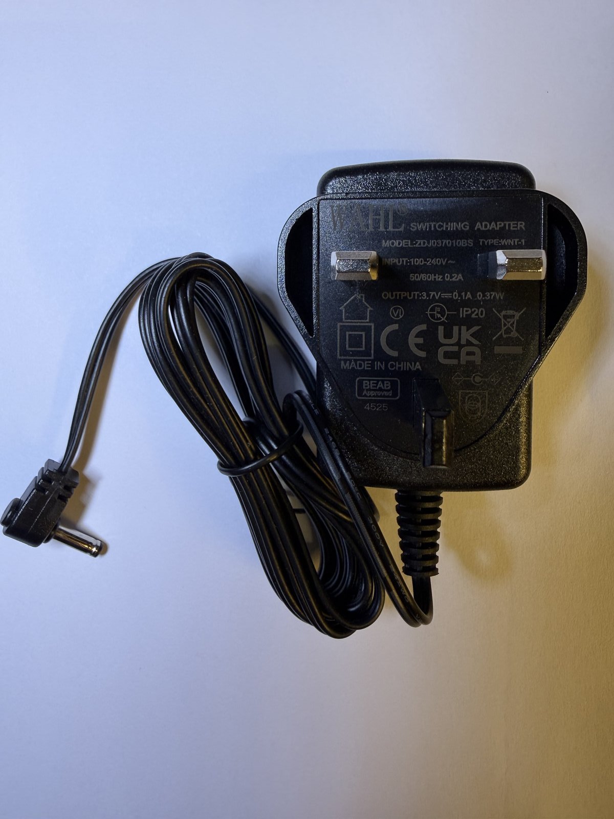 Replacement 3.7V 0.1A 0.37W WAHL Switching Adapter ZDJ037010BS Charger