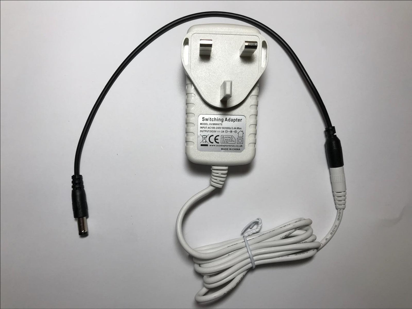 White Replacement for 6V 2A AC-DC Adaptor Power Supply 5.5mm x 2.1mm / 2.5mm