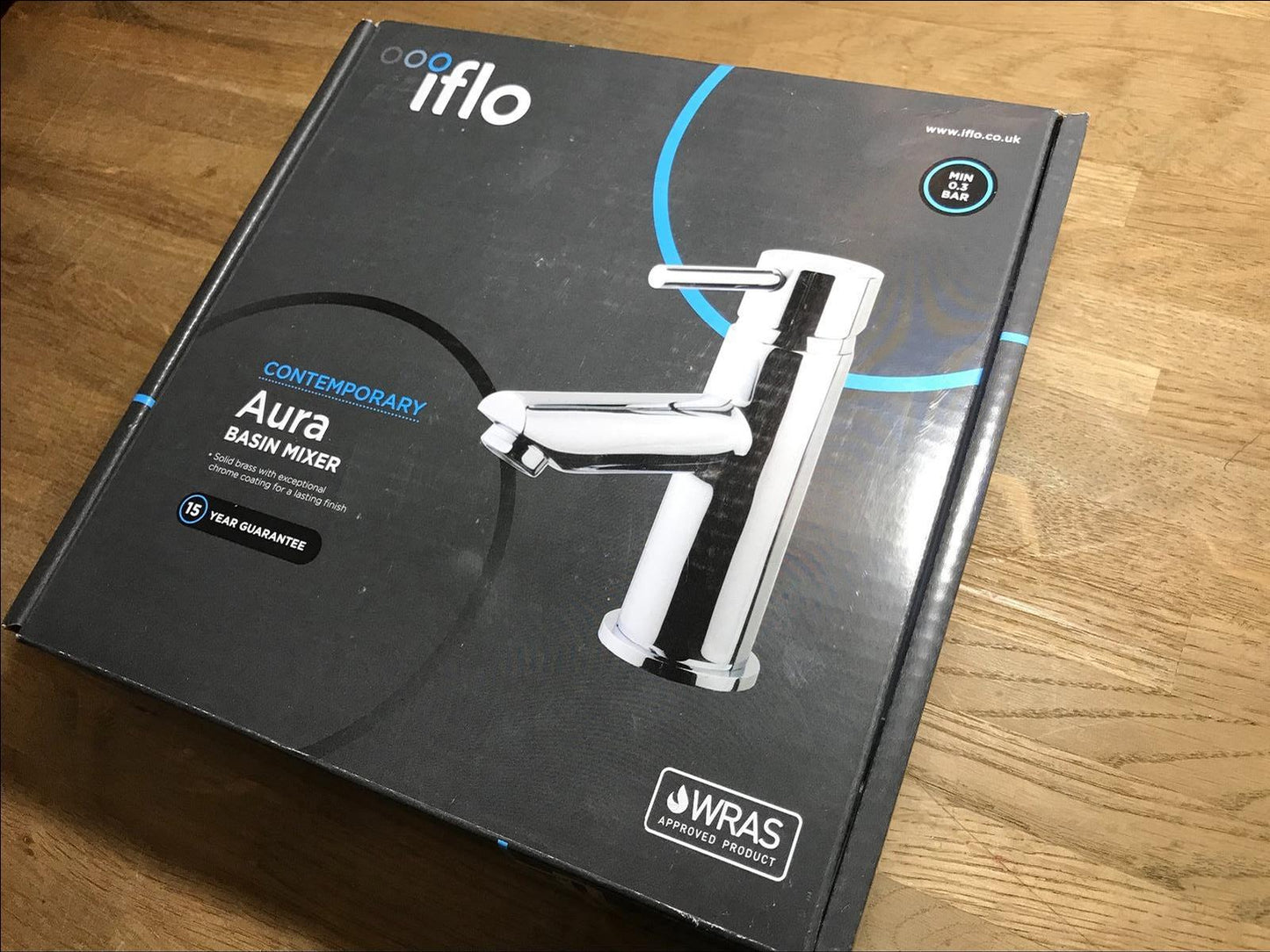 IFLO CONTEMPORARY AURA BASIN MIXER TAP 295412 CHROME FINISH MIN 0.3 BAR